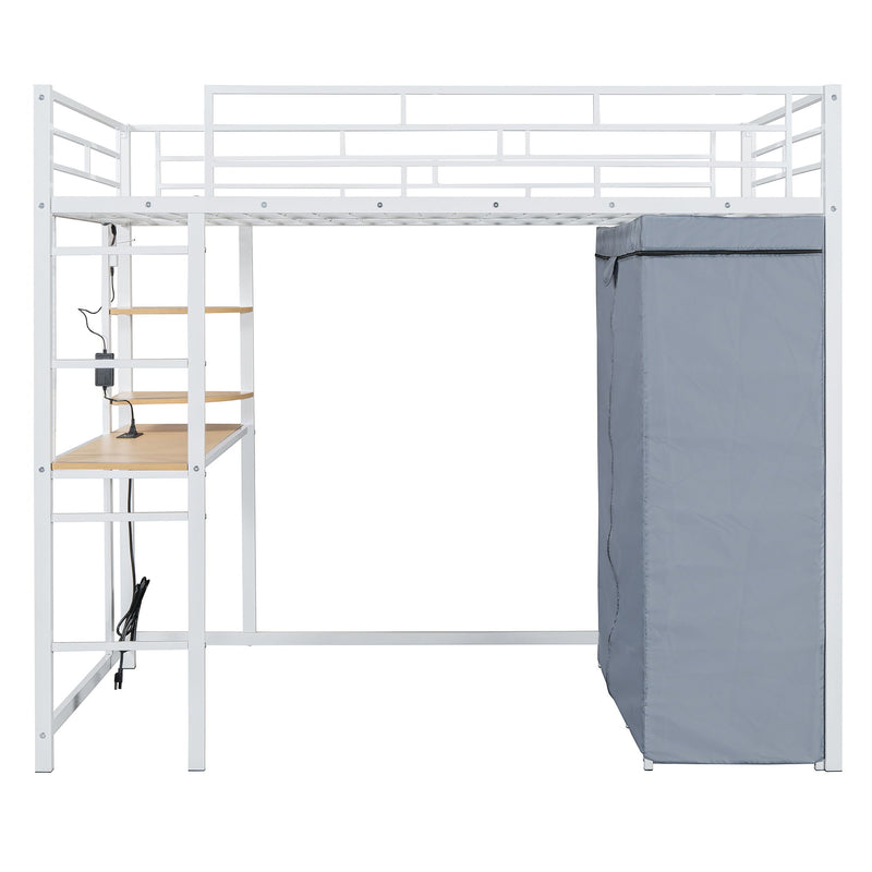 Loft Bed With Desk, Shelves, Power Outlet, LED Light And Wardrobe - R&R Furniture Gallery (Fountain Valley, CA)