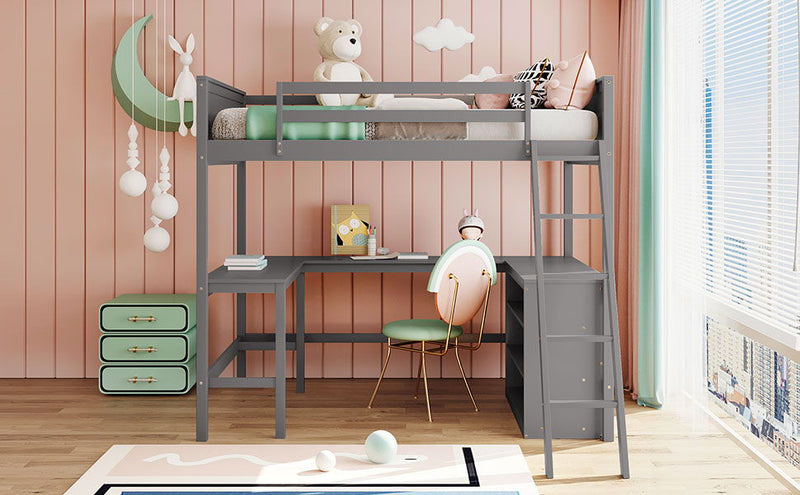 Loft Bed With Shelves With Desk - R&R Furniture Gallery (Fountain Valley, CA)