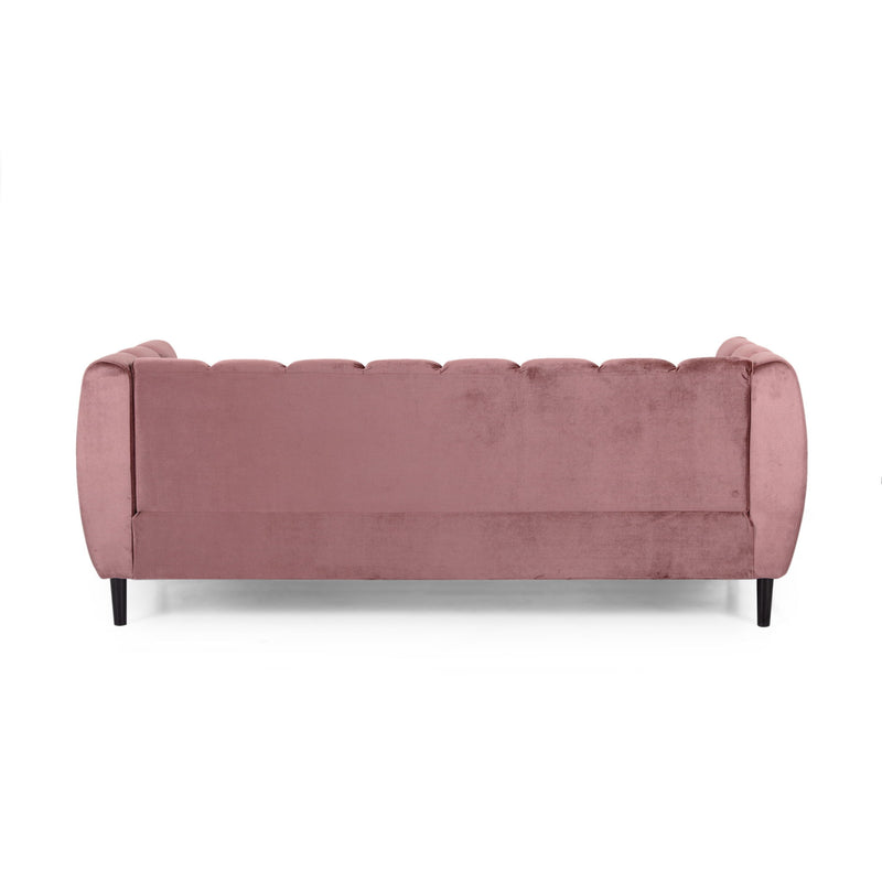 Noble House Miranda Modern Glam 3 Seater Sofa with plush cushions and sleek upholstery, perfect for stylish living rooms.