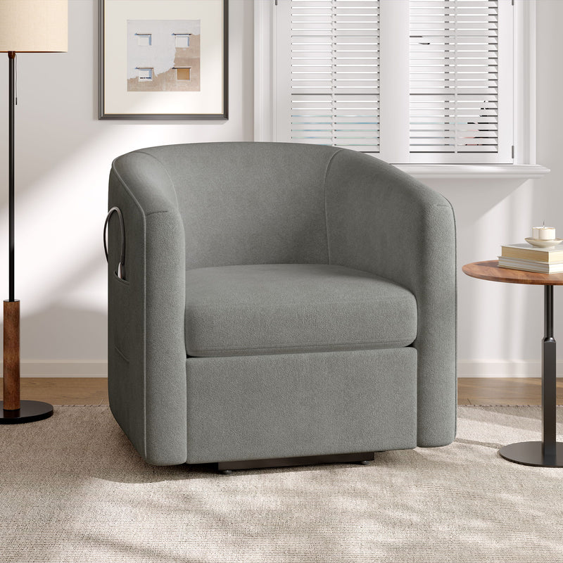 Power Lift Recliner Barrel Shape Reclining Chair With Footrest And Side Pocket