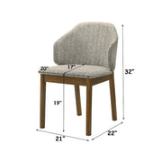 Set of two Oleia side chairs by ACME featuring plush chenille upholstery and walnut wood legs, modern and stylish seating.