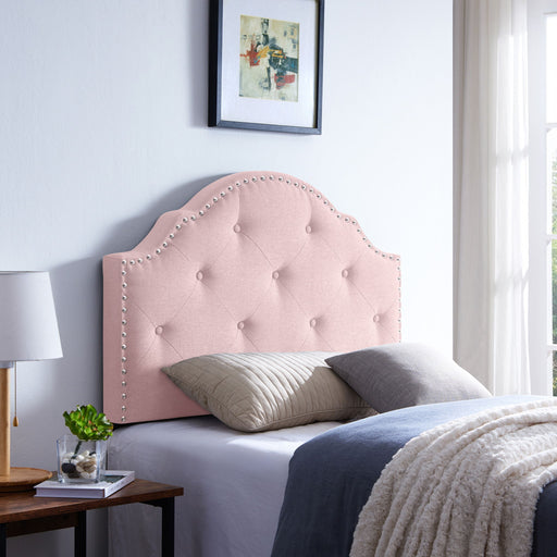 Flanner - Contemporary Fabric Upholstered Twin Headboard - Blush - R&R Furniture Gallery (Fountain Valley, CA)