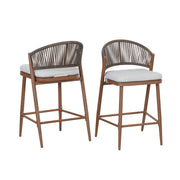 Outdoor 26" Counter Height Metal Frame Counter Stools With Scallop Shaped Backrest & Water Resistant Cushions - R&R Furniture Gallery (Fountain Valley, CA)