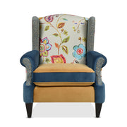 Anya - Boho Chic Wingback Accent Arm Chair - Floral / Leopard / Blue Teal / Yellow Gold - R&R Furniture Gallery (Fountain Valley, CA)