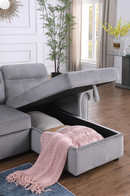 Ashton - Reversible Sleeper Sectional Sofa Chaise - R&R Furniture Gallery (Fountain Valley, CA)