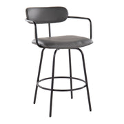 Lumi Source Demi contemporary fixed height counter stools with swivel and round footrest, set of 2, in modern design