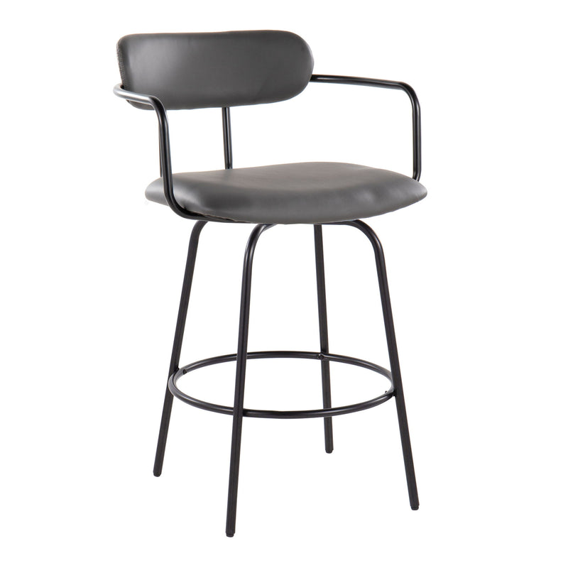Lumi Source Demi contemporary fixed height counter stools with swivel and round footrest, set of 2, in modern design