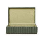 Eton - Ribbed Vegan Leather Hospitality Grade Storage Box - Green - R&R Furniture Gallery (Fountain Valley, CA)