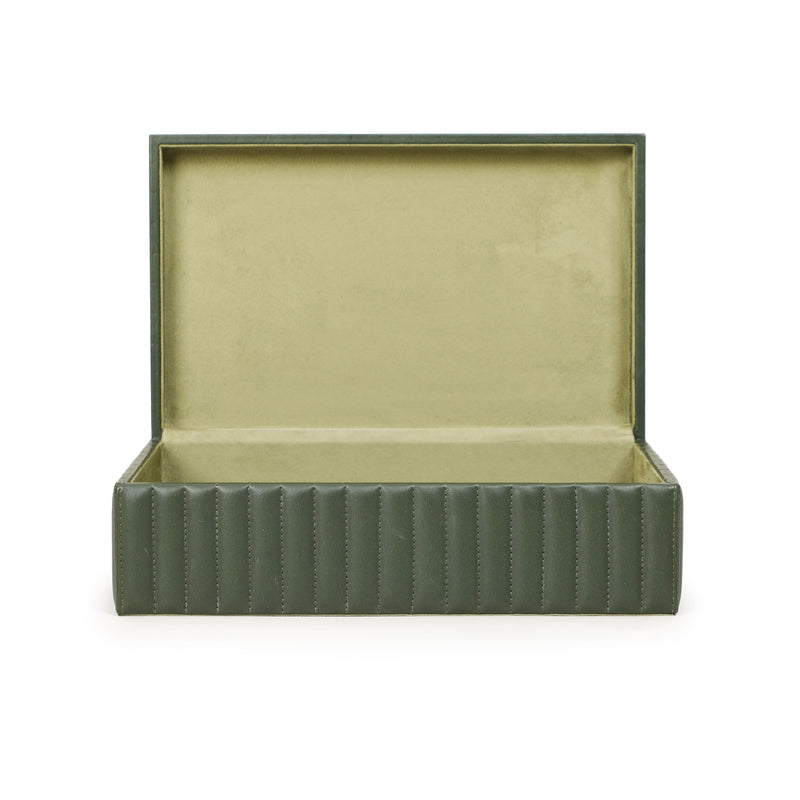 Eton - Ribbed Vegan Leather Hospitality Grade Storage Box - Green - R&R Furniture Gallery (Fountain Valley, CA)