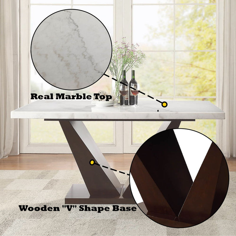 Forbes - Dining Table With Marble Top - White Marble Top & Walnut - R&R Furniture Gallery (Fountain Valley, CA)