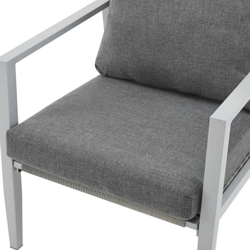 Modern Noble House lounge arm chair with rope accents and plush cushions, featuring a stylish and comfortable design.