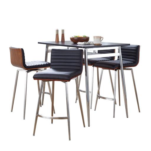 Lumi Source Marcel Mason 5-piece swivel contemporary counter height dining set with four chairs around a round table
