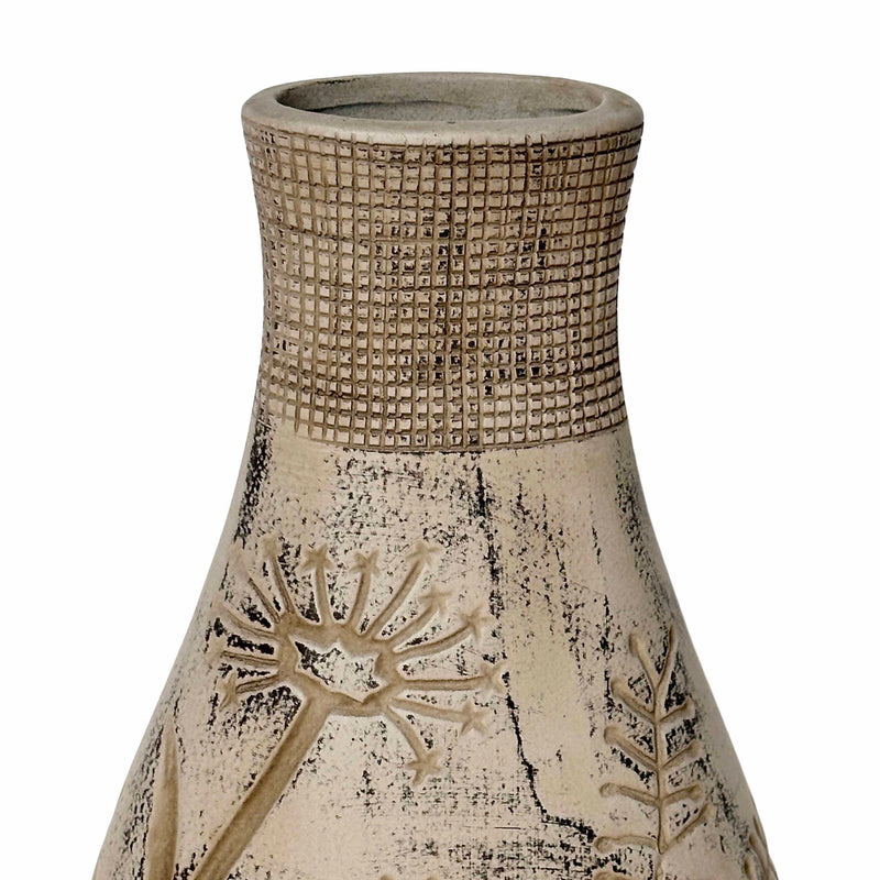 Earthenware - Floral Pattern Vase - Gray - R&R Furniture Gallery (Fountain Valley, CA)
