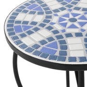 Outdoor Round Side Table With Mosaic Style Top And Curved Iron Legs - Blue / Matte Black - R&R Furniture Gallery (Fountain Valley, CA)