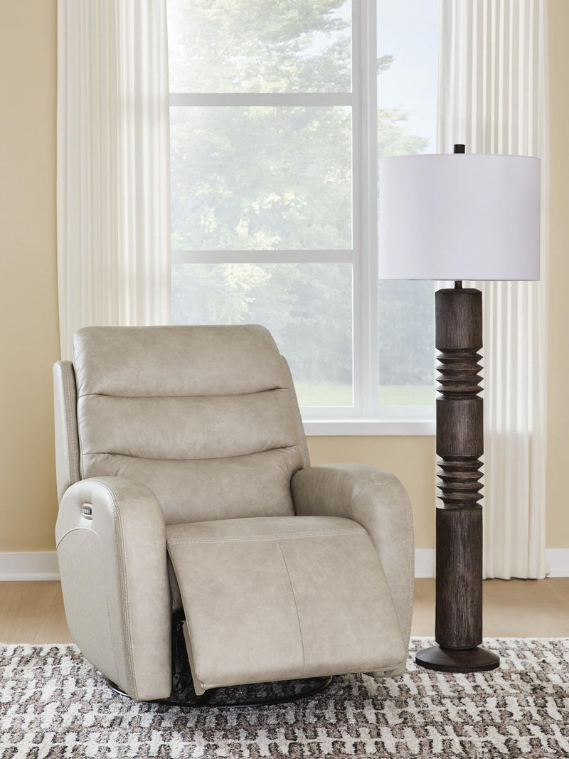 Motion-Max - Swivel Glider Power Recliner - Stonewash