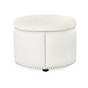Elegant Round Ottoman Footstool With Studded Rim - R&R Furniture Gallery (Fountain Valley, CA)