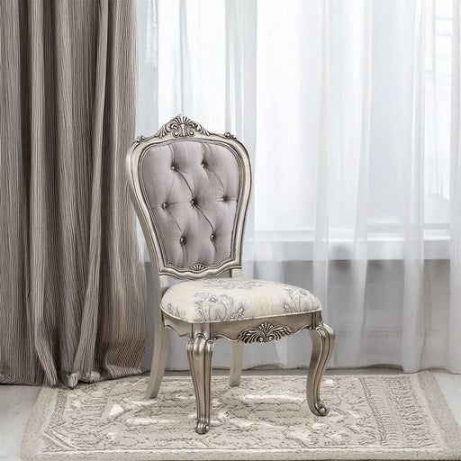 Ariadne - Side Chair (Set of 2) - Velvet & Antique Platinum - R&R Furniture Gallery (Fountain Valley, CA)