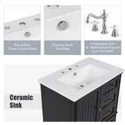 30" Bathroom Vanity With Sink, 3 Drawers, Adjustable Feet - R&R Furniture Gallery (Fountain Valley, CA)