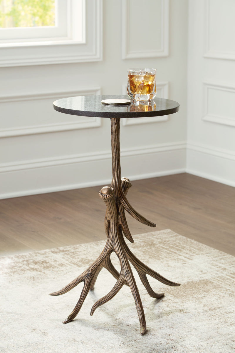 Lemkins - Accent Table - Black / Antique Gold Finish - R&R Furniture Gallery (Fountain Valley, CA)