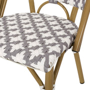Noble House chic French bistro armless chair with durable rattan seat and aluminum frame, stylish outdoor dining furniture