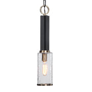 Uttermost Jarsdel 1 Light Black Industrial Mini Pendant hanging with metal shade and modern design for pendant lighting decor.