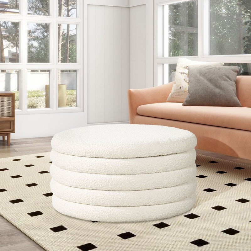 Fuji - Oversized Round Storage Ottoman - R&R Furniture Gallery (Fountain Valley, CA)