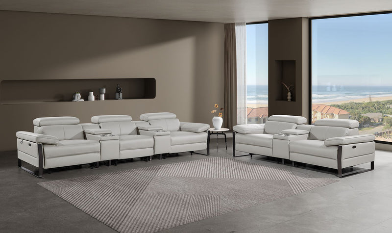 1246 - Modular Power Reclining Dual Console Sofa And Console Loveseat Set With Power Headrests - R&R Furniture Gallery (Fountain Valley, CA)