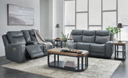 Mindanao - 2 Pc. - Power Reclining Sofa, Power Reclining Loveseat with Console - Steel - R&R Furniture Gallery (Fountain Valley, CA)