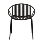 Noble House stackable outdoor chairs with breathable plastic backrests, set of 2, featuring sleek design and weather-resistant construction.