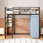 Loft Bed With Desk, Shelves, Power Outlet, LED Light And Wardrobe - R&R Furniture Gallery (Fountain Valley, CA)