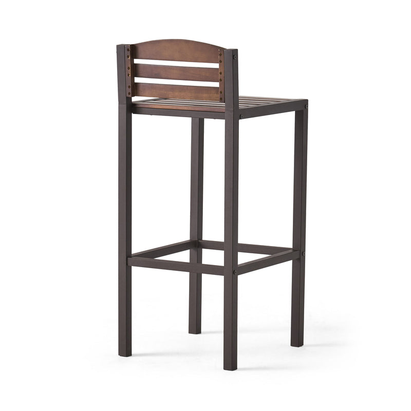 Outdoor Barstool With Slat Panel Design (Set of 2) - Dark Brown - R&R Furniture Gallery (Fountain Valley, CA)