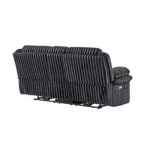 Winston - Power Console Recliner Loveseat With LED And Hidden Drawer - Black