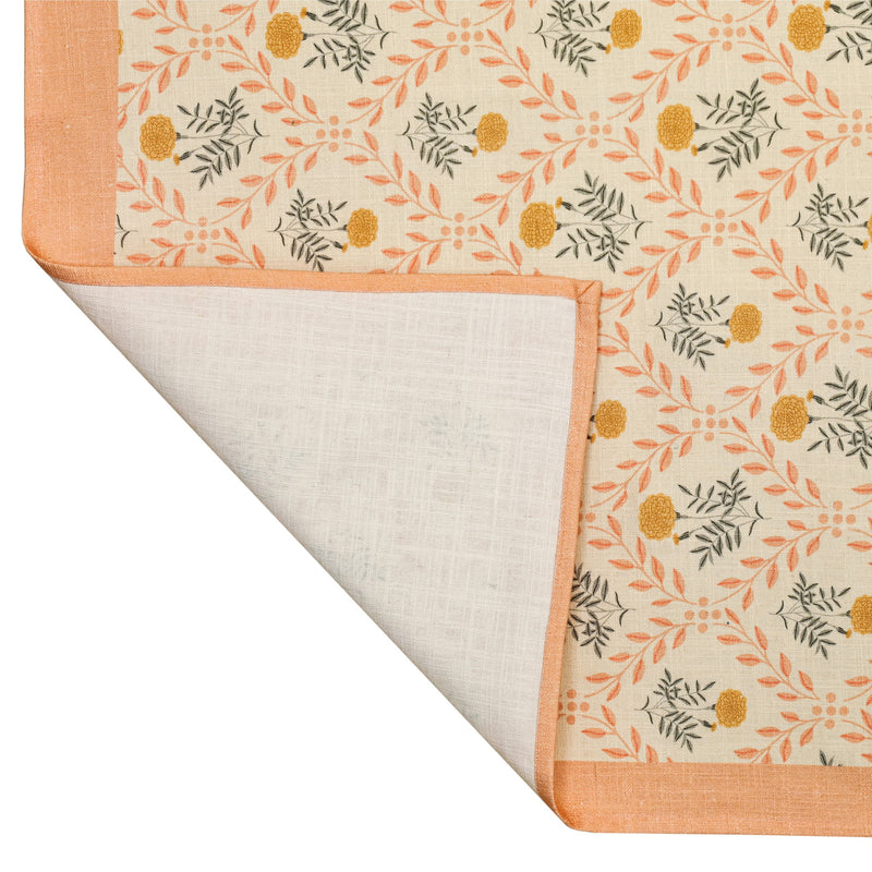 Set of four Dolce placemat sets by TOV Furniture, woven fabric tablecloths with intricate patterns for dining decor.