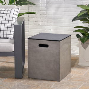Modern Design Mgo Tank Holder Side Table With Ceramic Top - Black / Gray