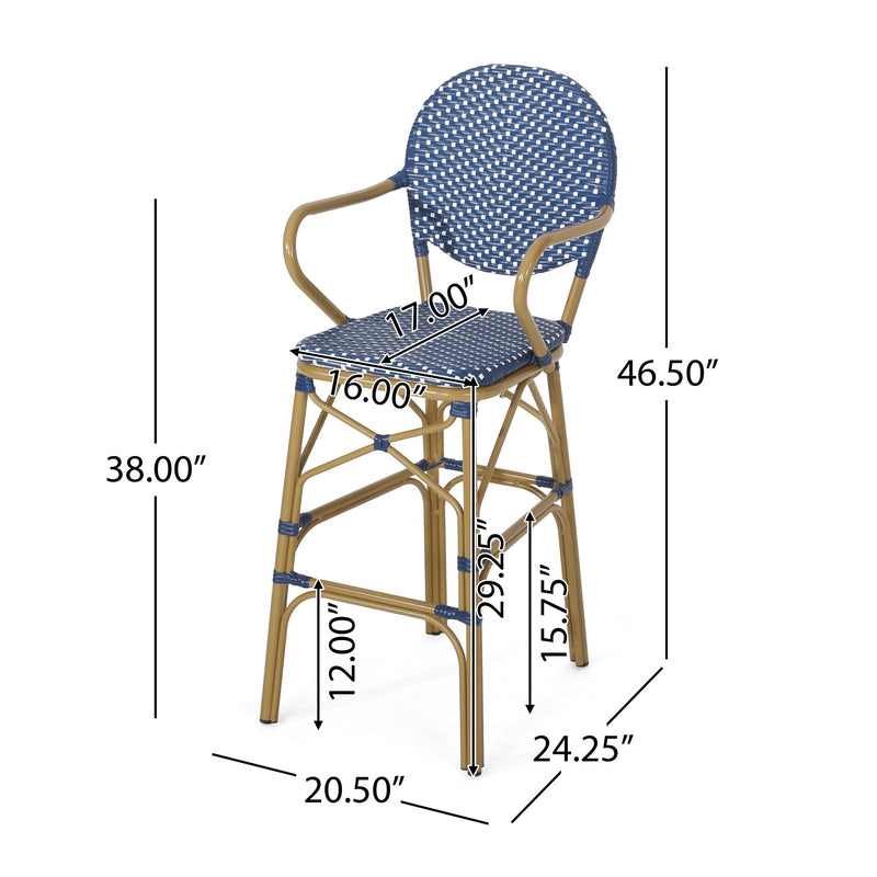 Outdoor Wicker And Aluminum French Barstools (Set of 2) - R&R Furniture Gallery (Fountain Valley, CA)