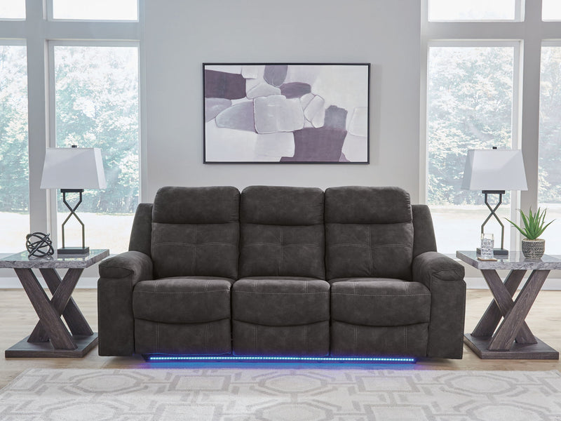 Brysonview - Reclining Sofa - Charcoal - R&R Furniture Gallery (Fountain Valley, CA)