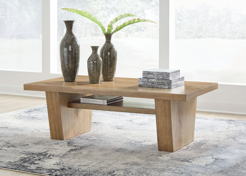 Kristiland - Rectangular Cocktail Table - Light Brown - R&R Furniture Gallery (Fountain Valley, CA)