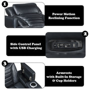 Ephron - Power Motion Recliner With Power Headrest & LED - Black - R&R Furniture Gallery (Fountain Valley, CA)