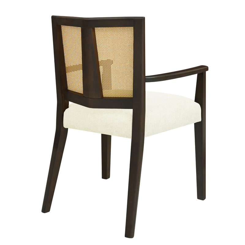 Mid Century Modern Arm Dining Chair Set With Rattan Backrest - R&R Furniture Gallery (Fountain Valley, CA)