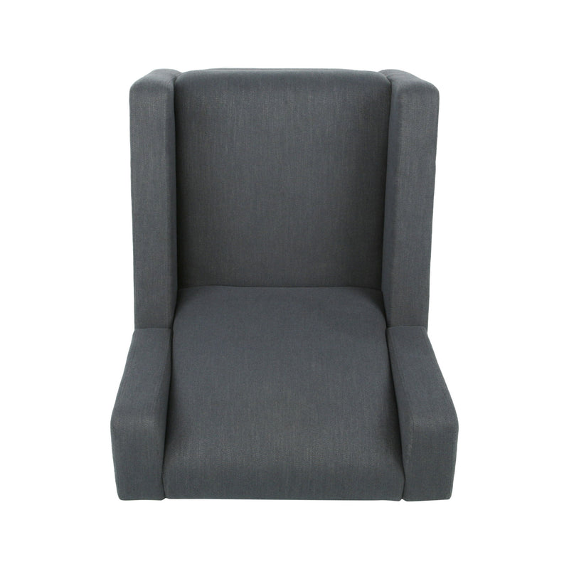 Noble House Landau contemporary fabric upholstered swivel recliner with plush cushioning and modern design.