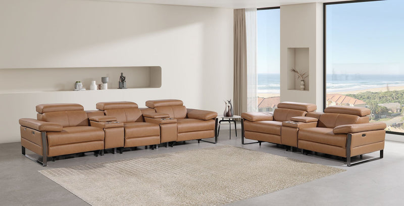 1246 - Modular Power Reclining Dual Console Sofa And Console Loveseat Set With Power Headrests - R&R Furniture Gallery (Fountain Valley, CA)