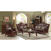 Eustoma - Sofa - Cherry Top Grain Leather Match & Walnut - R&R Furniture Gallery (Fountain Valley, CA)