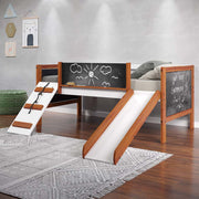 Aurea - Twin Loft Bed With Slide - Cherry Oak & White - R&R Furniture Gallery (Fountain Valley, CA)