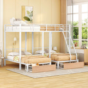 Triple Bunk Bed With Drawers And Guardrails - R&R Furniture Gallery (Fountain Valley, CA)