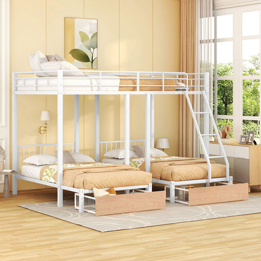 Triple Bunk Bed With Drawers And Guardrails - R&R Furniture Gallery (Fountain Valley, CA)