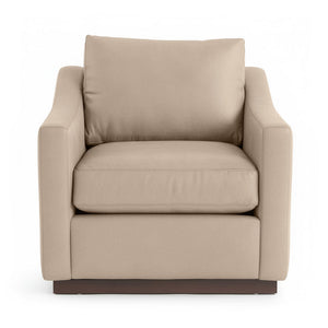 Classic Home Aspen accent arm chair with plush upholstery and wooden legs, featuring a stylish and comfortable design.