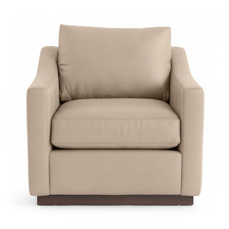 Classic Home Aspen accent arm chair with plush upholstery and wooden legs, featuring a stylish and comfortable design.