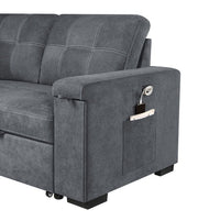 Toby - Woven Fabric Reversible Sleeper Sectional Sofa With Storage Chaise Cup Holder Charging Ports And Pockets - R&R Furniture Gallery (Fountain Valley, CA)