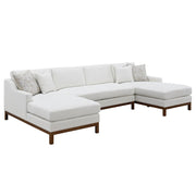 Valiant - Sectional Sofa With 4 Pillows - Ivory Chenille - R&R Furniture Gallery (Fountain Valley, CA)