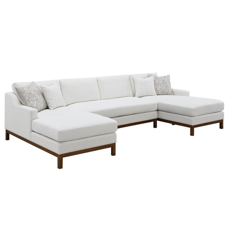 Valiant - Sectional Sofa With 4 Pillows - Ivory Chenille - R&R Furniture Gallery (Fountain Valley, CA)